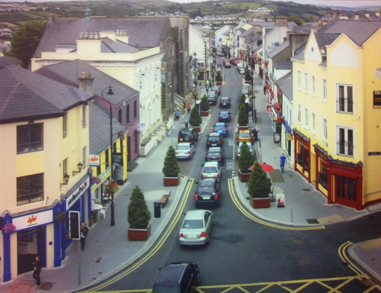 Letterkenny Main Street with its colourful shopfronts