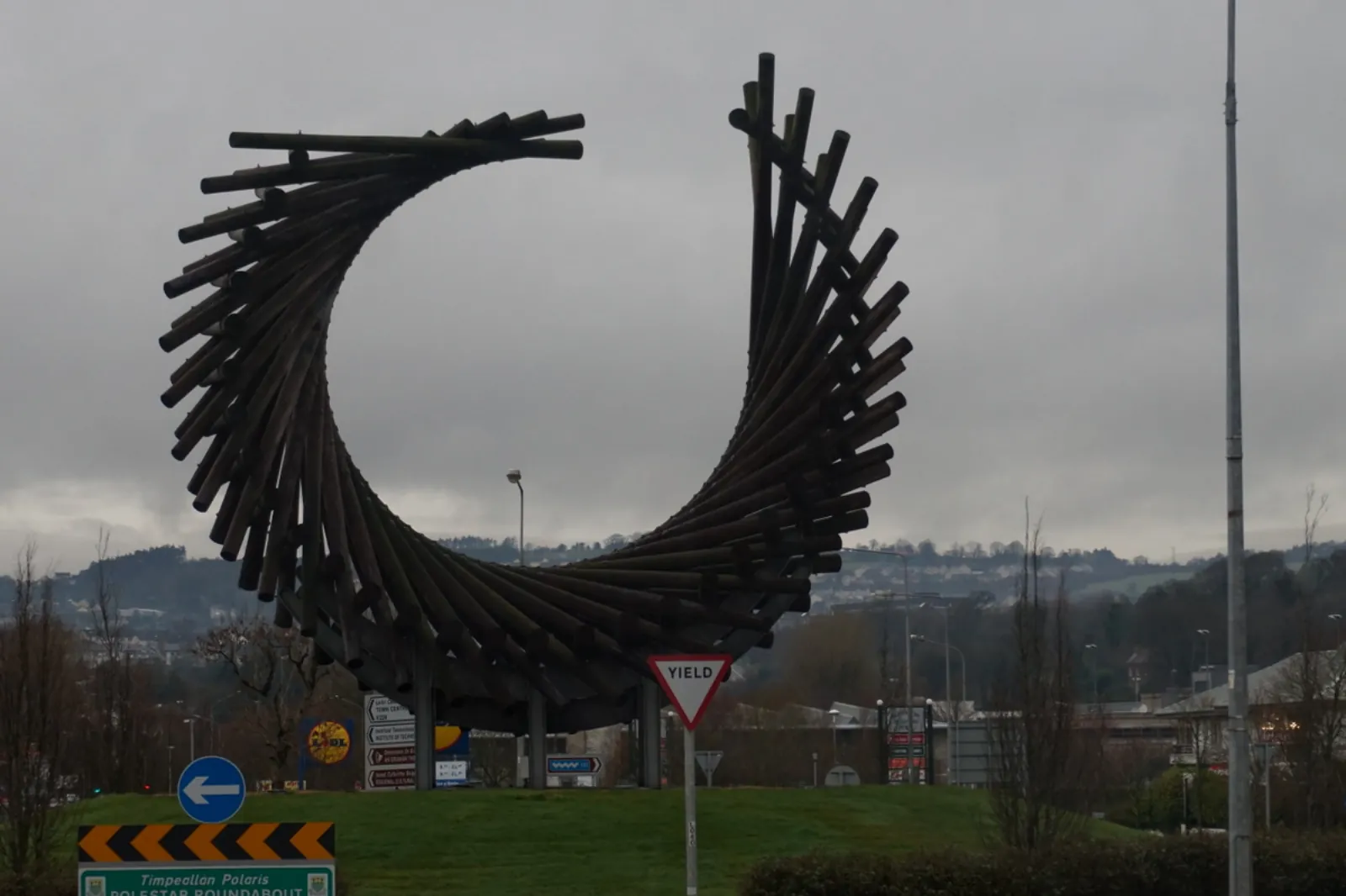 The Polestar sculpture at the roundabout entering Letterkenny